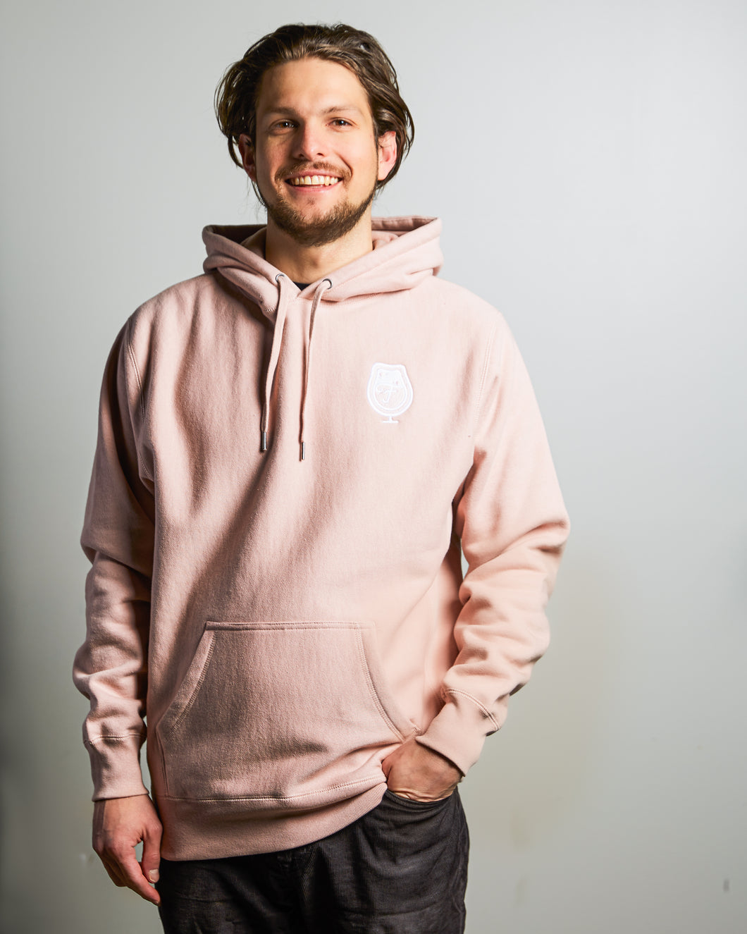 Embroidered Heavyweight Hooded Sweatshirt (Dusty Pink)